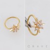 CELESTIAL MULTI CZ STARBURST POLISH 316L SURGICAL STEEL L-SHAPE NOSE HOOP
